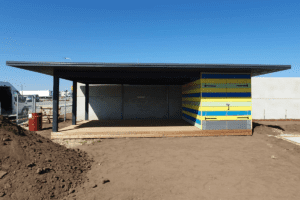 Outdoor classroom with a storage room