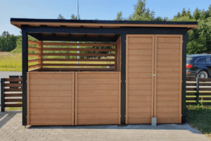 Bin storage with a shed