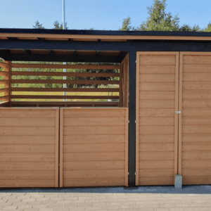 Bin storage with a shed